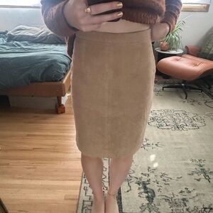 Ralph Lauren Purple Label Suede Tan Pencil Skirt